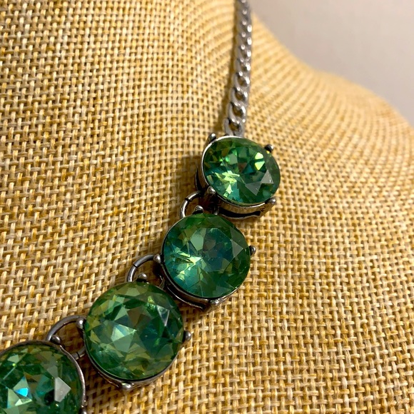 Chloe + Isabel Emerald Crystal Silver Chain Necklace w/ Adjustable Claw Closure - Picture 5 of 11